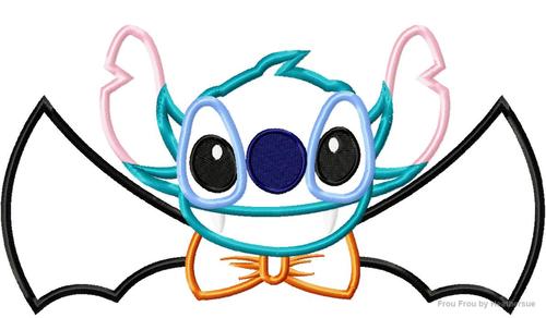 Lila's Alien as a Vampire Bat Halloween Applique Machine Embroidery Design Multiple Sizes, including 4 inch