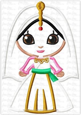 Indian Girl Cutie It's a Small Globe Ride Machine Applique Embroidery Design, Multiple Sizes including 4