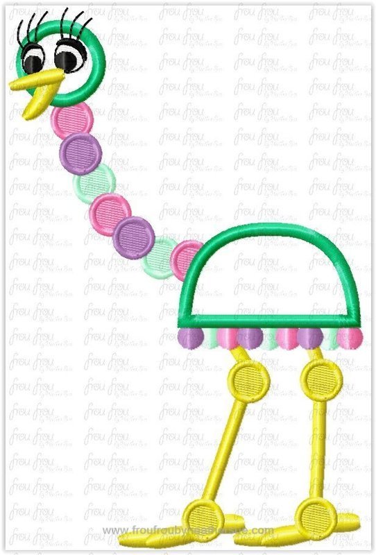 Ostrich It's a Small Globe Ride Machine Applique Embroidery Design, Multiple Sizes including 4"-16"