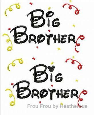 Big Brother Confetti Mister Mouse and Plain TWO Machine Applique Embroidery Design, multiple sizes, including 4 INCH HOOP