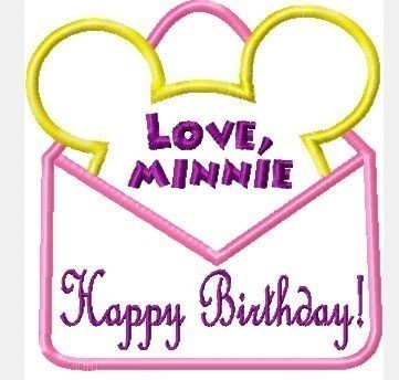 Miss Mouse Birthday Party Card, Machine applique embroidery design, multiple sizes, including 4 INCH