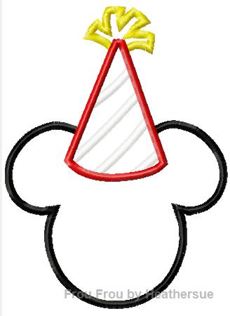 Mister Mouse Wearing Birthday Hat, Machine Embroidery Applique Design, multiple sizes, including 4 inch