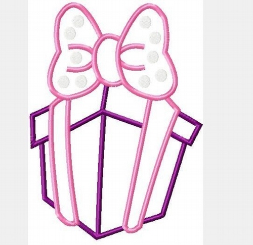 Miss Mouse Birthday Present, Machine applique embroidery designs,  multiple sizes, including 4 INCH HOOP