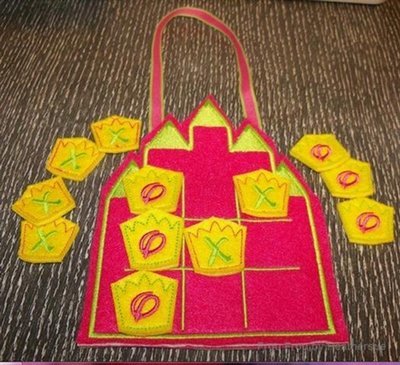 Castle and Crown Tic Tac Toe Game IN THE HOOP Machine Applique Embroidery Design