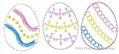 Clippie Easter Egg THREE design SET Machine Embroidery In The Hoop Project 1, 1.5, 2, and 3 inch