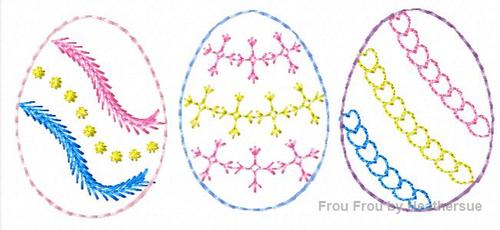 Clippie Easter Egg THREE design SET Machine Embroidery In The Hoop Project 1, 1.5, 2, and 3 inch