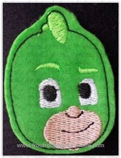 Clippie Geeko Head Pajama Masks Machine Embroidery In The Hoop Project 1.5, 2, 3, and 4 inch