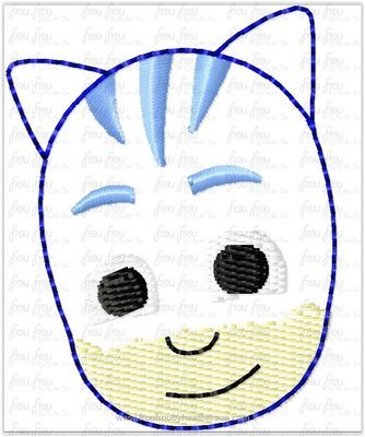 Clippie Kitty Boy Pajama Masks Machine Embroidery In The Hoop Project 1.5, 2, 3, and 4 inch