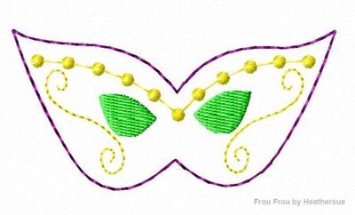 Clippie Mardi Gras Mask Machine Embroidery In The Hoop Project 1, 1.5, 2, and 3 inch