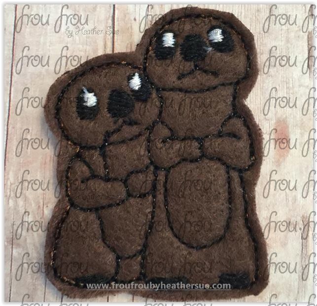 Clippie Otters Finding Dorine Machine Embroidery In The Hoop Project 1.5, 2, 3 and 4 inch