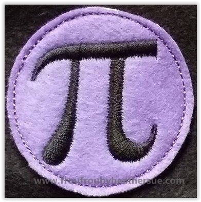 Clippie Pi Symbol Machine Embroidery In The Hoop Project 1.5, 2, 3, and 4 inch