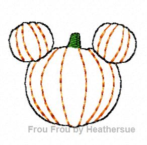 Clippie Pumpkin Mister Mouse No Face Machine Embroidery In The Hoop Project 1, 1.5, 2, and 3 inch
