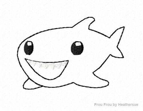 Clippie Shark Machine Embroidery In The Hoop Project 1, 1.5, and 2 inch