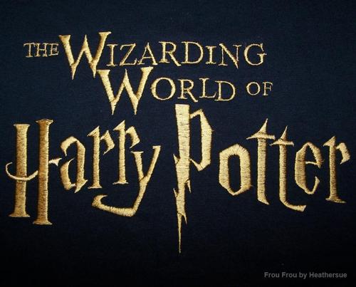 Hairy Potts Wizarding World Wording TWO Machine Applique Embroidery Design, Multiple sizes including 4 inch