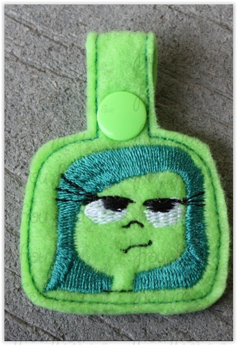 Disgusted In Out Key Fob, short and long tab, velcro or snaps, THREE SIZES in the hoop Machine Applique Embroidery Design- 4", 7", and 10"