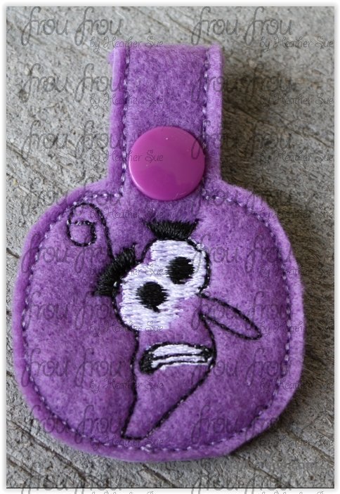 Fearful In Out Key Fob, short and long tab, velcro or snaps, THREE SIZES in the hoop Machine Applique Embroidery Design- 4", 7", and 10"