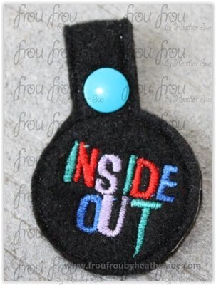 In Out Logo Key Fob, short and long tab, velcro or snaps, THREE SIZES in the hoop Machine Applique Embroidery Design- 4", 7", and 10"