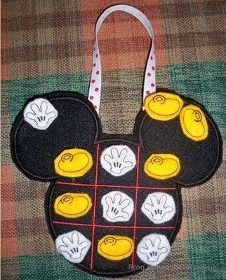 Mister Mouse Head Tic Tac Toe Game IN THE HOOP Machine Applique Embroidery Design