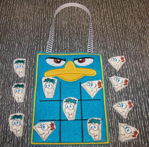 Phin, Phurb, and Platypus Tic Tac Toe Game IN THE HOOP Machine Applique Embroidery Design