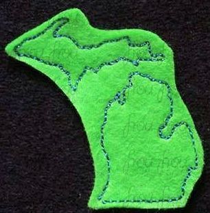 State of Michigan Clippie Machine Embroidery In The Hoop Project 1.5, 2, 3,  and 4 inch