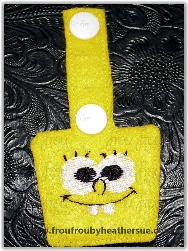 Sponge Key Fob, short and long tab, velcro or snaps, THREE SIZES in the hoop Machine Applique Embroidery Design- 4", 7", and 10"