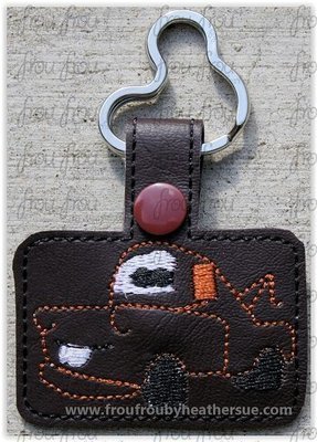 Tow Mata Key Fob, short and long tab, velcro or snaps, THREE SIZES in the hoop Machine Applique Embroidery Design- 4", 7", and 10"