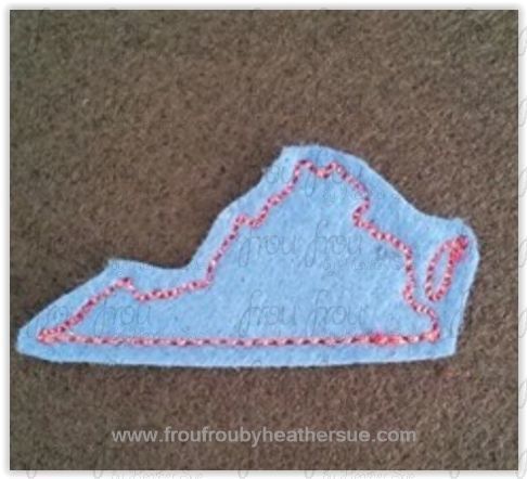 State of Virginia Clippie Machine Embroidery In The Hoop Project 1.5, 2, 3,  and 4 inch