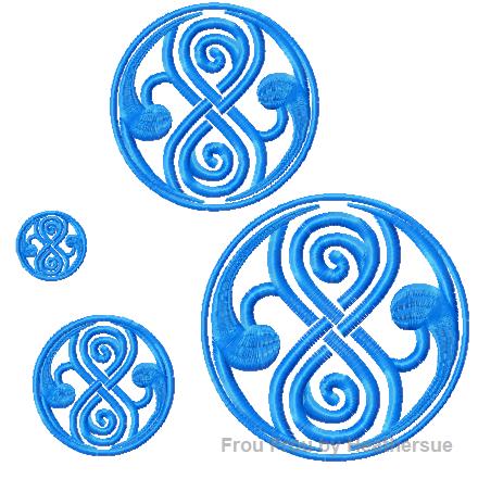 Galley Fry Symbol Who Machine Embroidery Design Multiple Sizes, including 1" and 2" filled