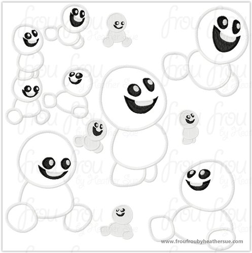 Freezing Fever Sneeze Snowmen SIX Design SET Embroidery Machine Applique and Embroidery Design, multiple sizes including  small filled designs