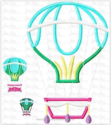 Hot Air Balloon It's a Small Globe Ride Machine Applique Embroidery Design, Multiple Sizes including 1