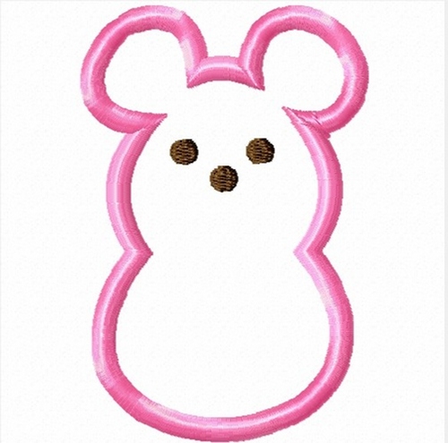 Mister Mouse Marshmallow Easter Machine Applique Embroidery and Filled Design, multiple sizes, including 1, 2, 4, 7, and 10 inch