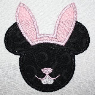 Mister Mouse Wearing Easter Bunny Ears Machine Applique Embroidery Design, multiple sizes, including 4 inch