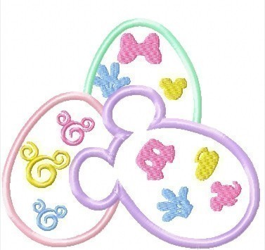 Mister Mouse Easter Eggs both Plain and Decorated Machine Applique Embroidery Designs, multiple sizes, including 4 inch