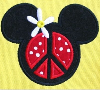 Peace and Daisy Miss Mouse Machine Applique Embroidery Design, multiple sizes including 4 inch