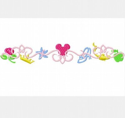 Princess motif TWO Embroidery Machine Designs Straight Line and V Shaped- Multiple Sizes, including 4 inch hoop