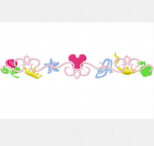 Princess motif TWO Embroidery Machine Designs Straight Line and V Shaped- Multiple Sizes, including 4 inch hoop