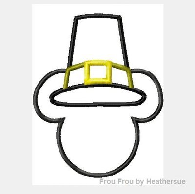 Pilgrim Mister Mouse Hat Machine Applique Embroidery Design- multple sizes, including 4 inch