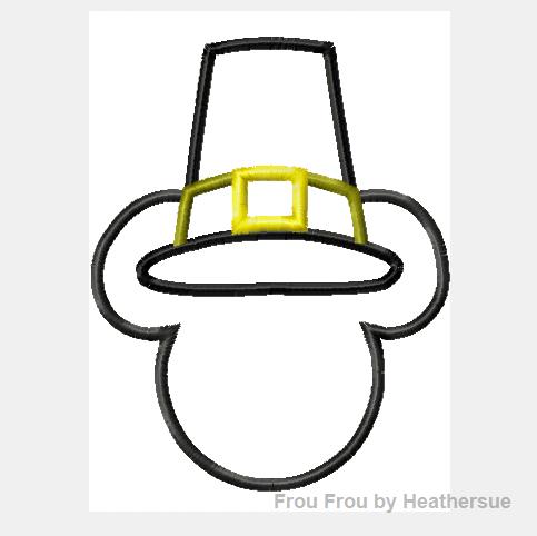 Pilgrim Mister Mouse Hat Machine Applique Embroidery Design- multple sizes, including 4 inch
