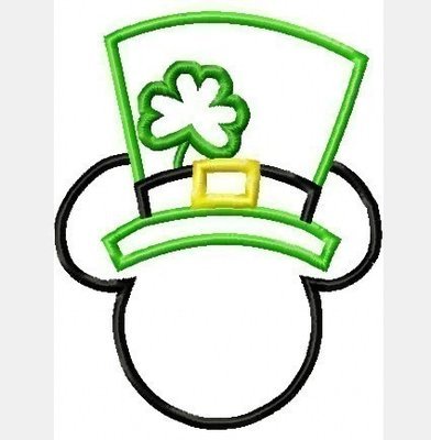 St. Patrick's Day Mister Mouse Machine Applique Embroidery Design, multiple sizes including 4 inch