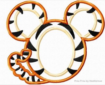 Tiger P0oh Mister Mouse Head Machine Applique Embroidery Design, Multiple sizes including 4 inch