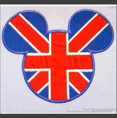 UK England United Kingdom British Flag Mister Mouse Head Machine Applique Embroidery Design, multiple sizes, including 4 inch