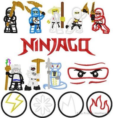Ninja Leego FOURTEEN Design SET Machine Applique Embroidery Design, multiple sizes, including 4 inch