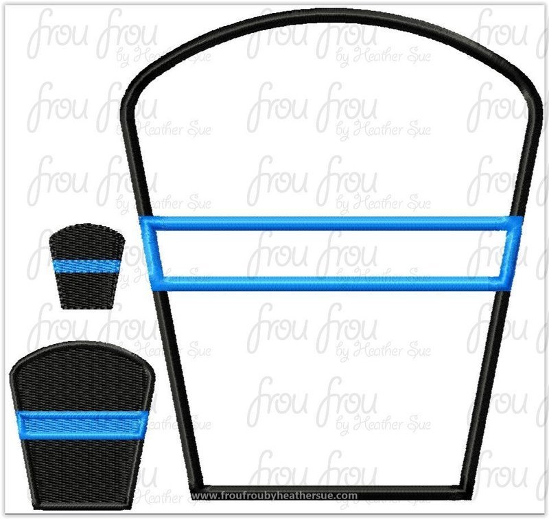 Police Patch With Thin Blue Line Machine Applique and filled Embroidery Design, Multiple Sizes, including 1"-16"