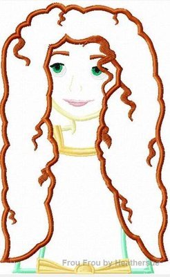 Meridian Princess Head and Shoulders Machine Applique Embroidery Design, Multiple sizes including 4 inch
