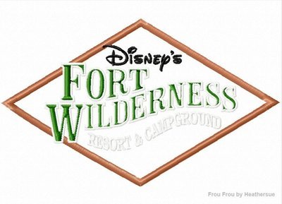 Fort Wild Campground Resort Motel Hotel sign machine applique Embroidery Design, multiple sizes- including 4, 5, 6 inch