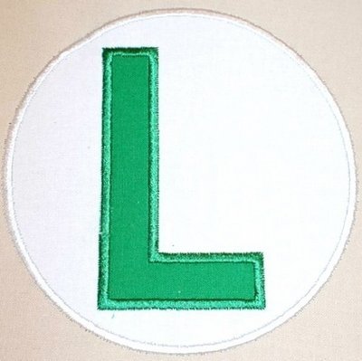 L for Lugi Machine Applique Embroidery Design, Multiple Sizes, including 4 inch