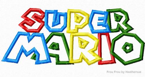Super Maro Wording Machine Applique Embroidery Design, Multiple Sizes, including 4 inch