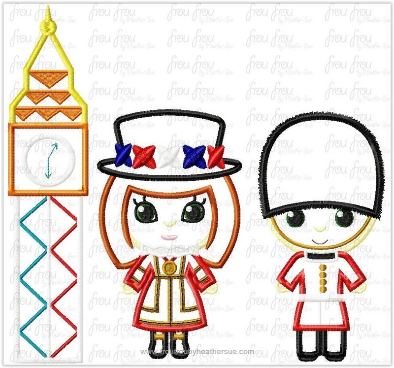 England It&#39;s a Small Globe Ride Three DESIGN SET Machine Applique Embroidery Design, Multiple Sizes including 4&quot;-16&quot;