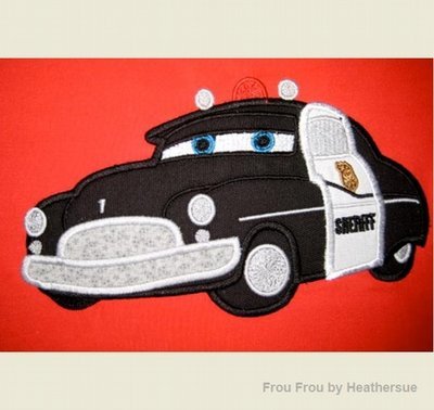 Sheriff Car Machine Applique Embroidery Design, Multiple sizes including 4 inch