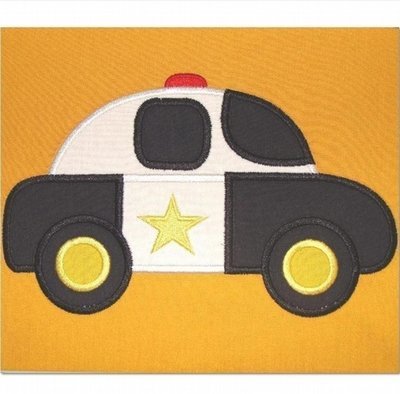 Police Car Machine Applique Embroidery Design, Multiple sizes including 4 inch